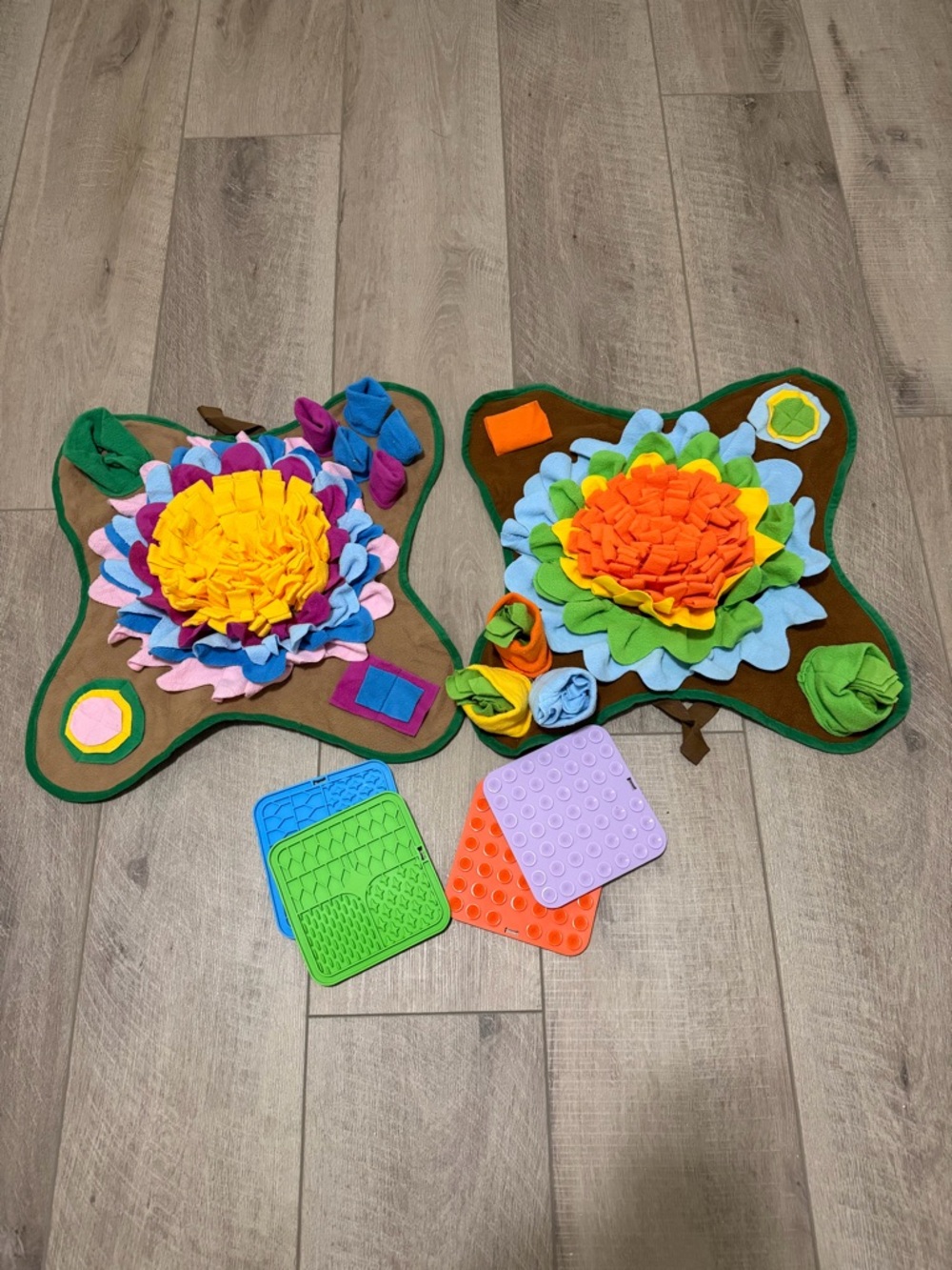 Pet Snuffle Mat Pair with Lick Mats
